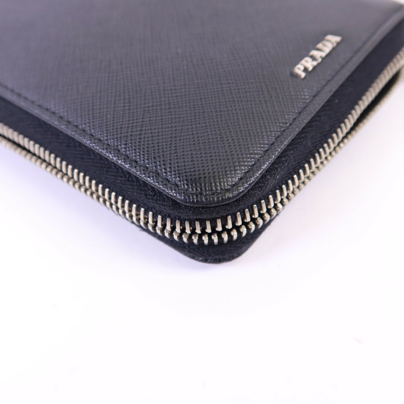 PRADA 牛皮皮革Long Zip Wallet銀扣長錢包-13