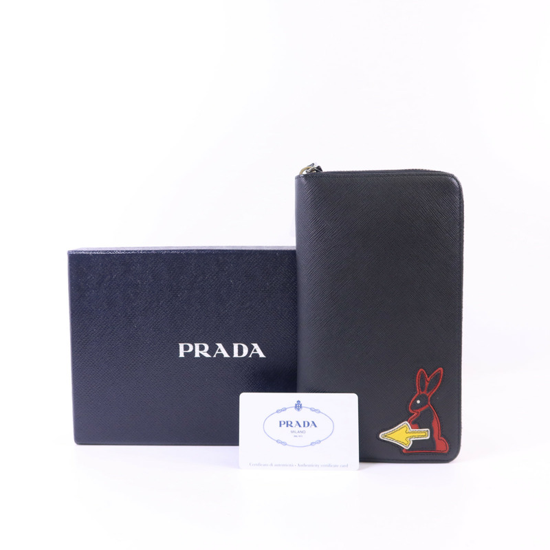 PRADA 牛皮皮革Long Zip Wallet銀扣長錢包-15