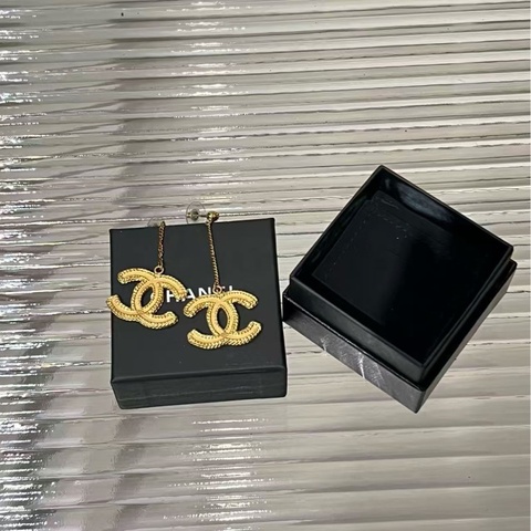 Chanel/香奈兒13C金色雙C麥穗鏈條耳墜