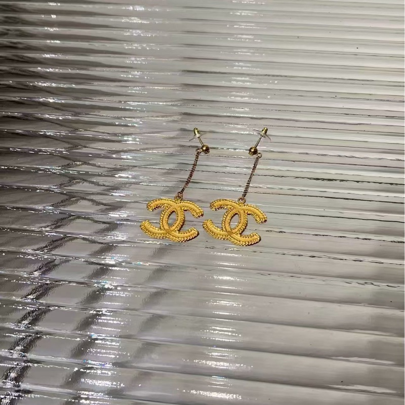 Chanel/香奈兒13C金色雙C麥穗鏈條耳墜-2