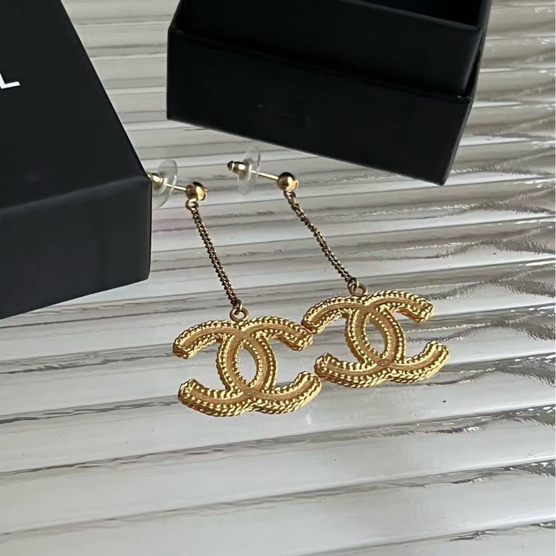 Chanel/香奈兒13C金色雙C麥穗鏈條耳墜-3