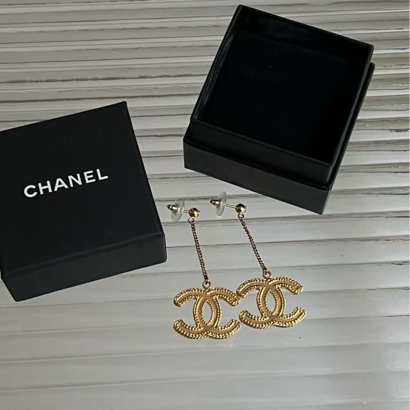 Chanel/香奈兒13C金色雙C麥穗鏈條耳墜-4