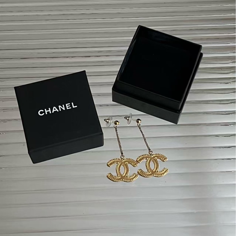 Chanel/香奈兒13C金色雙C麥穗鏈條耳墜-5