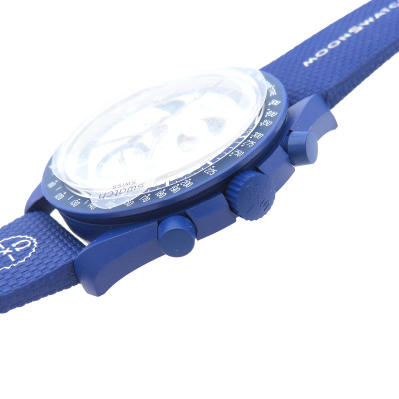 全新歐米茄 x Swatch MoonSwatch 史努比地球相任務 MOONSHINE GOLD 超霸系列 SO33N703L 石英腕錶 尼龍生物陶瓷錶帶 白色 1304OMEGA 男士-5
