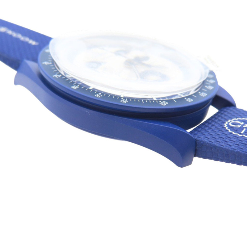 全新歐米茄 x Swatch MoonSwatch 史努比地球相任務 MOONSHINE GOLD 超霸系列 SO33N703L 石英腕錶 尼龍生物陶瓷錶帶 白色 1304OMEGA 男士-6