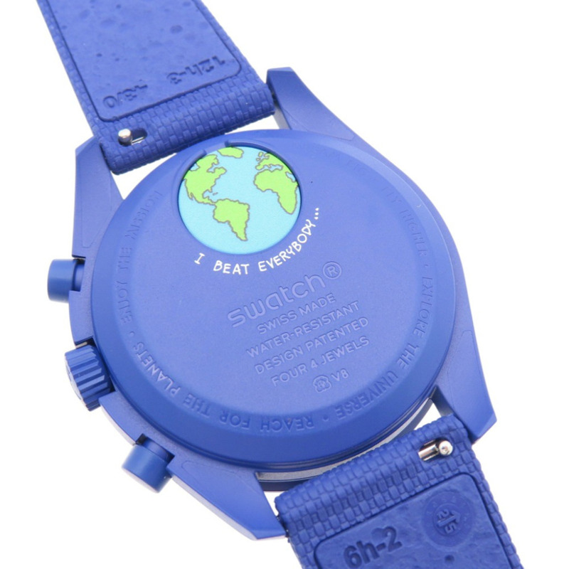 全新歐米茄 x Swatch MoonSwatch 史努比地球相任務 MOONSHINE GOLD 超霸系列 SO33N703L 石英腕錶 尼龍生物陶瓷錶帶 白色 1304OMEGA 男士-8