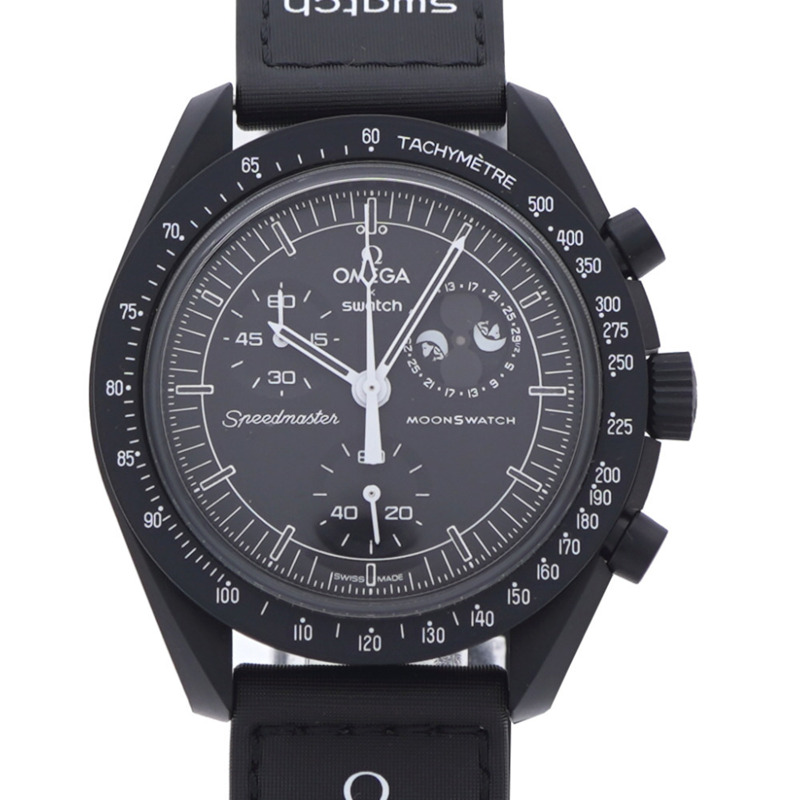 近全新歐米茄 x Swatch 史努比登月任務系列超霸石英腕錶，黑色錶盤，1303OMEGA-0