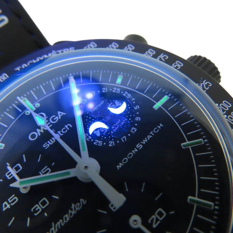 近全新歐米茄 x Swatch 史努比登月任務系列超霸石英腕錶，黑色錶盤，1303OMEGA-5