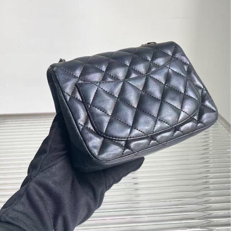 🔥新到：11開 97🆕 Chanel / 香奈兒 黑銀菱格CF方胖子鏈條包，尺寸：17×13.5cm 好價🉐-4