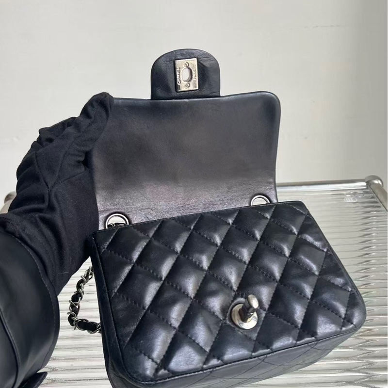 🔥新到：11開 98🆕 Chanel / 香奈兒 黑銀菱格CF方胖子鏈條包，尺寸：17×13.5cm 好價🉐-6