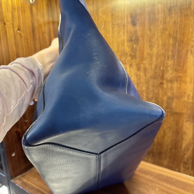 Loewe Navy Leather Tote Bag-4