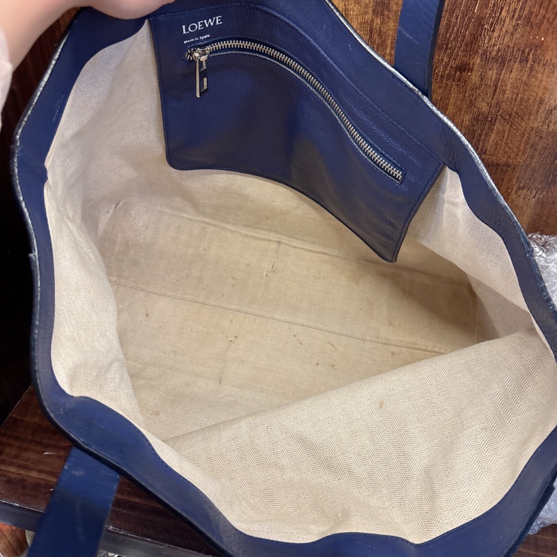 Loewe Navy Leather Tote Bag-5