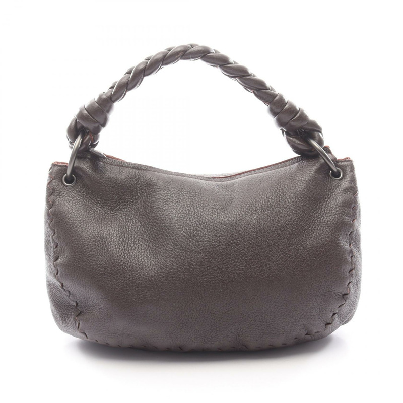 BOTTEGA VENETA Hobo 單肩編織手提包，棕色皮革，二手女款-0