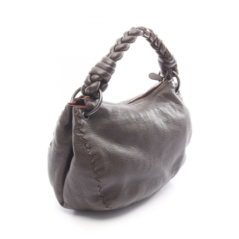 BOTTEGA VENETA Hobo 單肩編織手提包，棕色皮革，二手女款-1