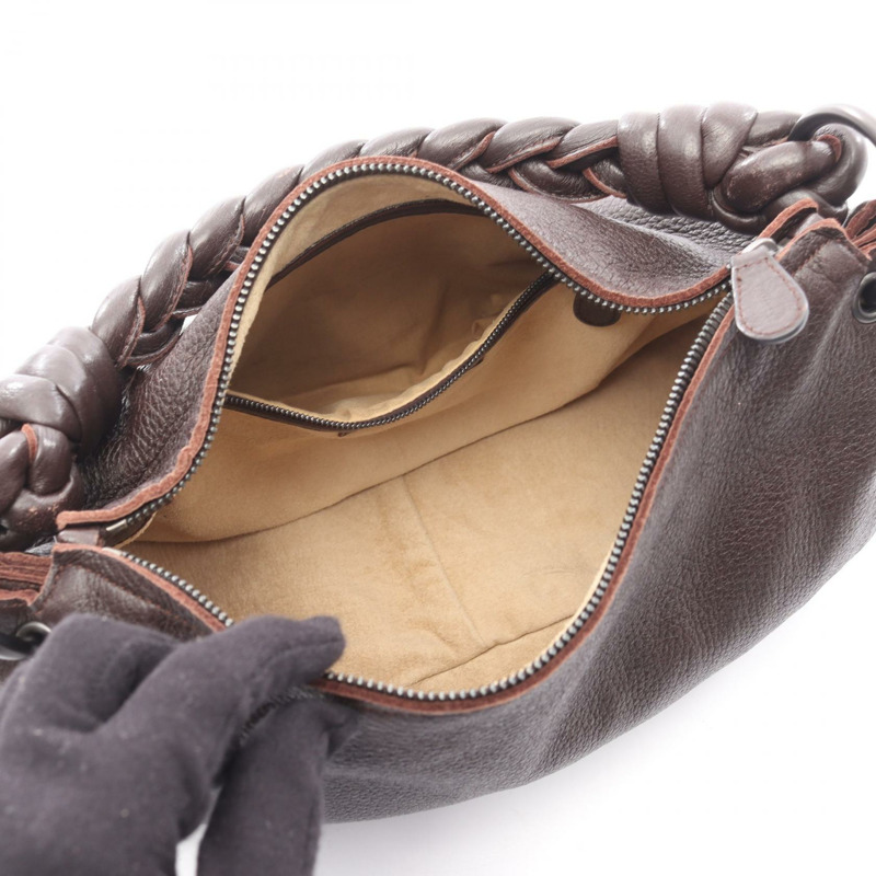 BOTTEGA VENETA Hobo 單肩編織手提包，棕色皮革，二手女款-2