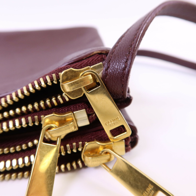 CELINE 牛皮皮革Trio Bag金扣肩背袋-11
