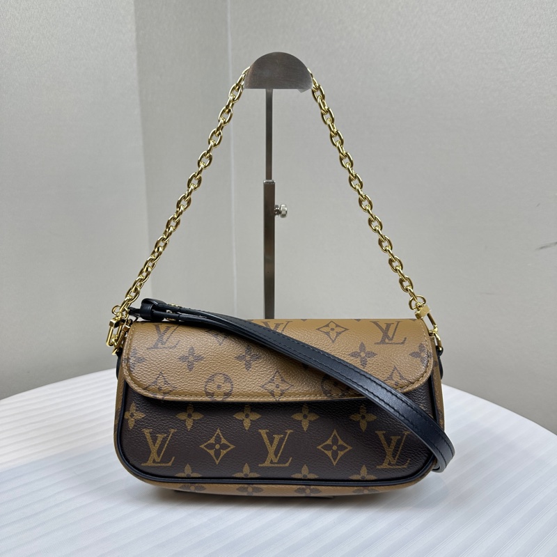 路易威登/Louis Vuitton WOC IVY 棕色拼色老花單肩斜背包 鏈條皮革雙肩帶23x5x12cm-0