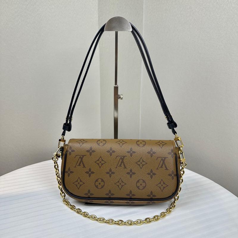 路易威登/Louis Vuitton WOC IVY 棕色拼色老花單肩斜背包 鏈條皮革雙肩帶23x5x12cm-1
