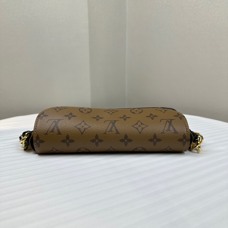 路易威登/Louis Vuitton WOC IVY 棕色拼色老花單肩斜背包 鏈條皮革雙肩帶23x5x12cm-2