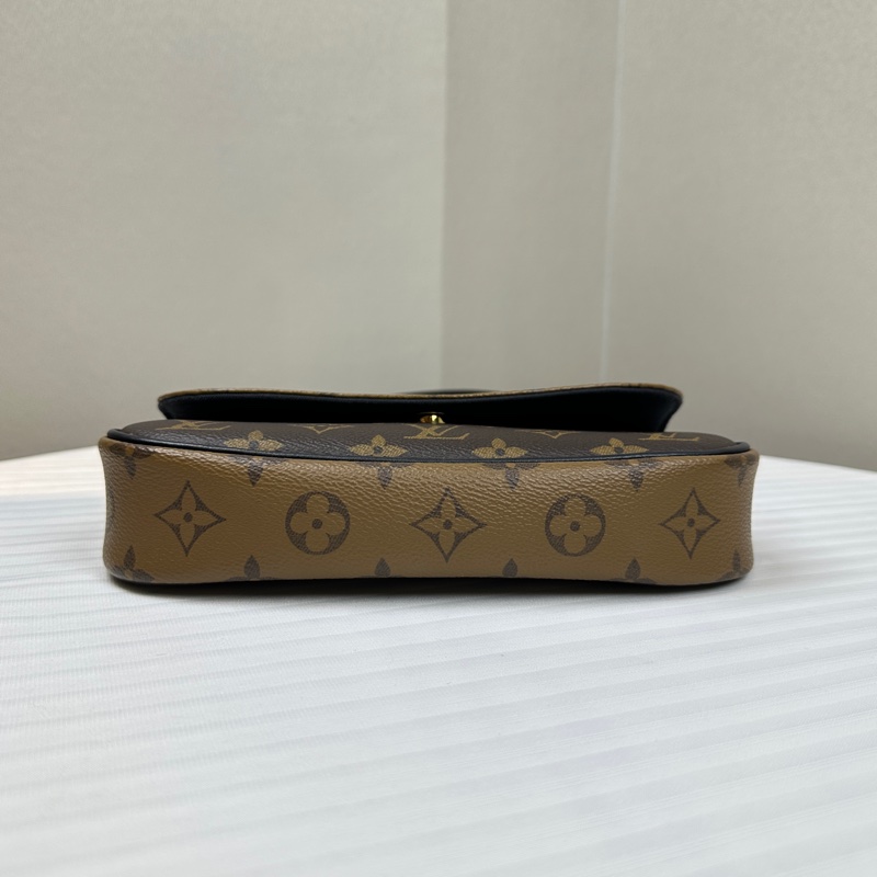 路易威登/Louis Vuitton WOC IVY 棕色拼色老花單肩斜背包 鏈條皮革雙肩帶23x5x12cm-3