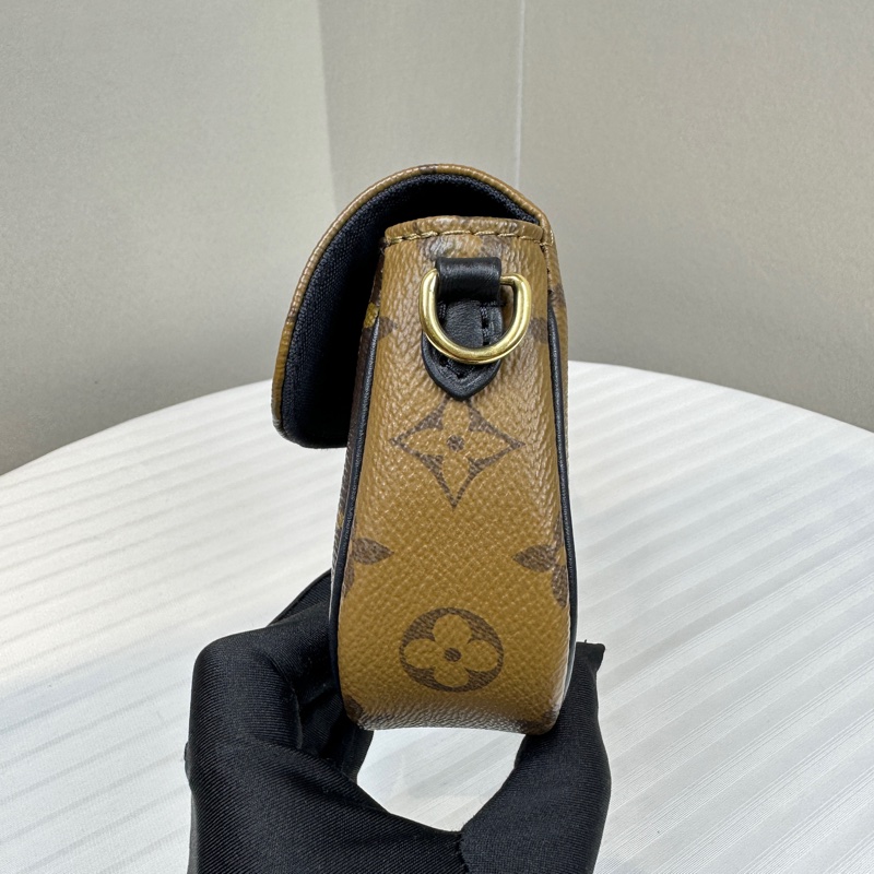 路易威登/Louis Vuitton WOC IVY 棕色拼色老花單肩斜背包 鏈條皮革雙肩帶23x5x12cm-5