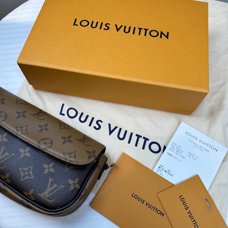路易威登/Louis Vuitton WOC IVY 棕色拼色老花單肩斜背包 鏈條皮革雙肩帶23x5x12cm-9