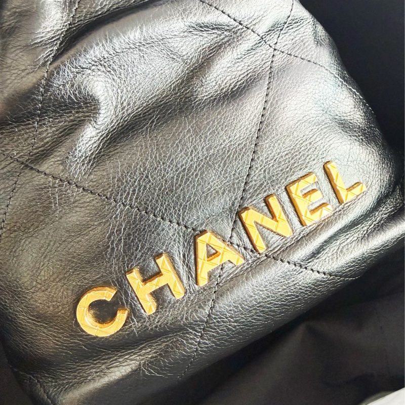 全新CHANEL黑色珍珠金字mini 22Bag斜背包流浪包AS3980-5