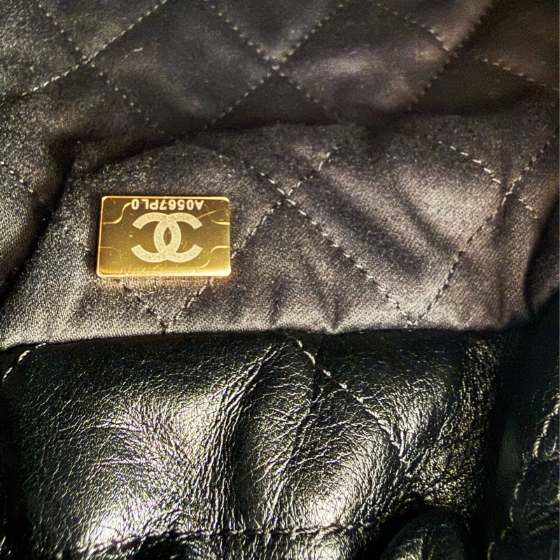 全新CHANEL黑色珍珠金字mini 22Bag斜背包流浪包AS3980-8