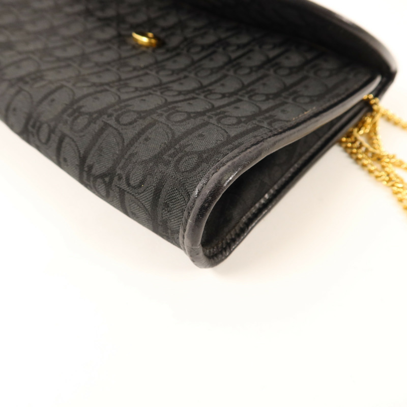 Dior 帆布Vintage Chain Shoulder金扣鏈帶肩背袋包-10