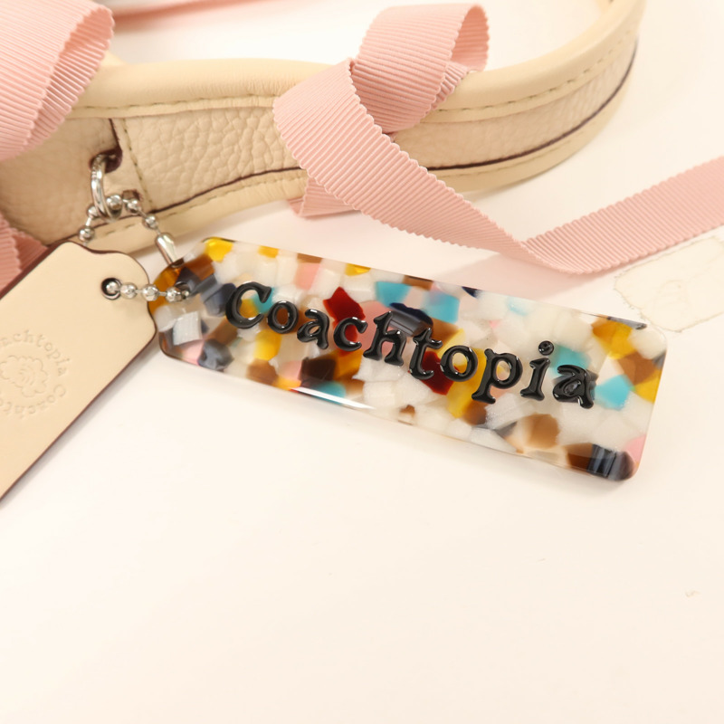 COACH 牛皮皮革Hang Bag銀扣手挽袋-5