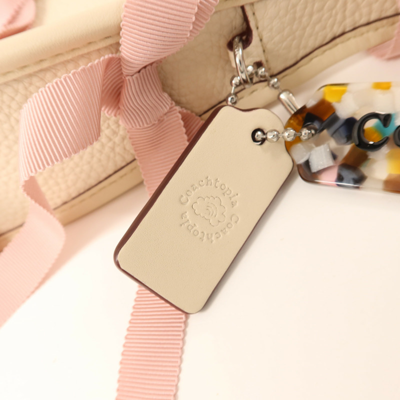 COACH 牛皮皮革Hang Bag銀扣手挽袋-6