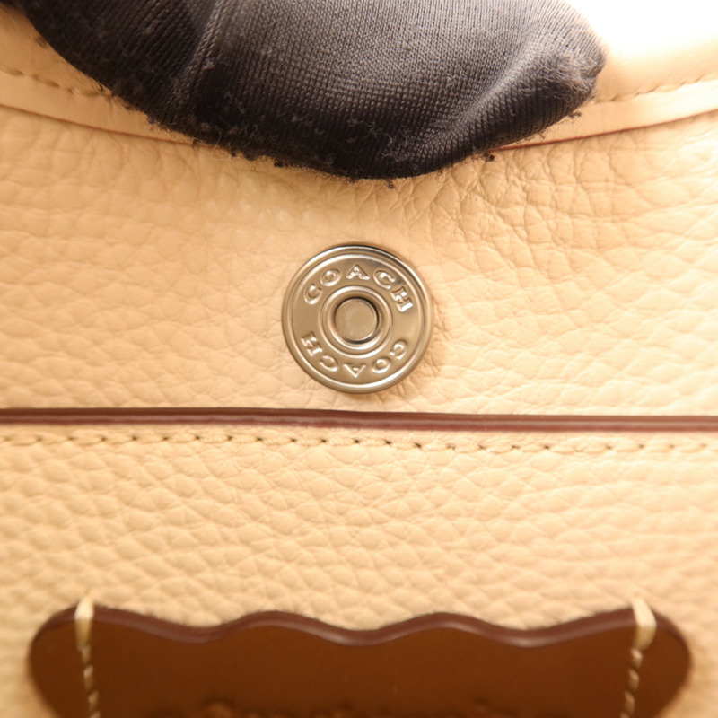 COACH 牛皮皮革Hang Bag銀扣手挽袋-9