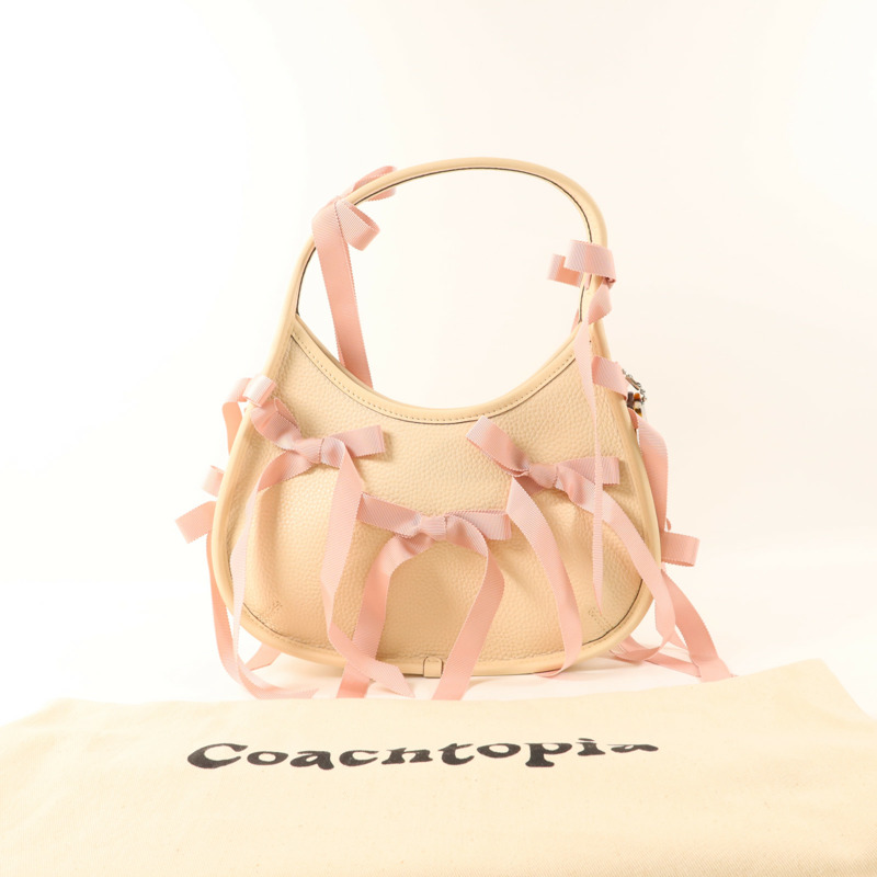 COACH 牛皮皮革Hang Bag銀扣手挽袋-18