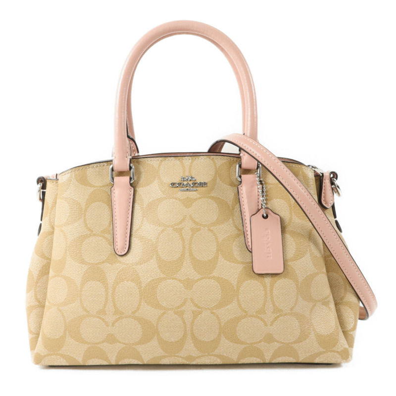 COACH 牛皮皮革Shoulder Bag銀扣手挽肩背兩用袋-0