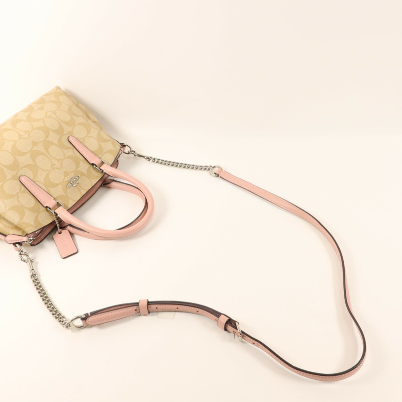 COACH 牛皮皮革Shoulder Bag銀扣手挽肩背兩用袋-4