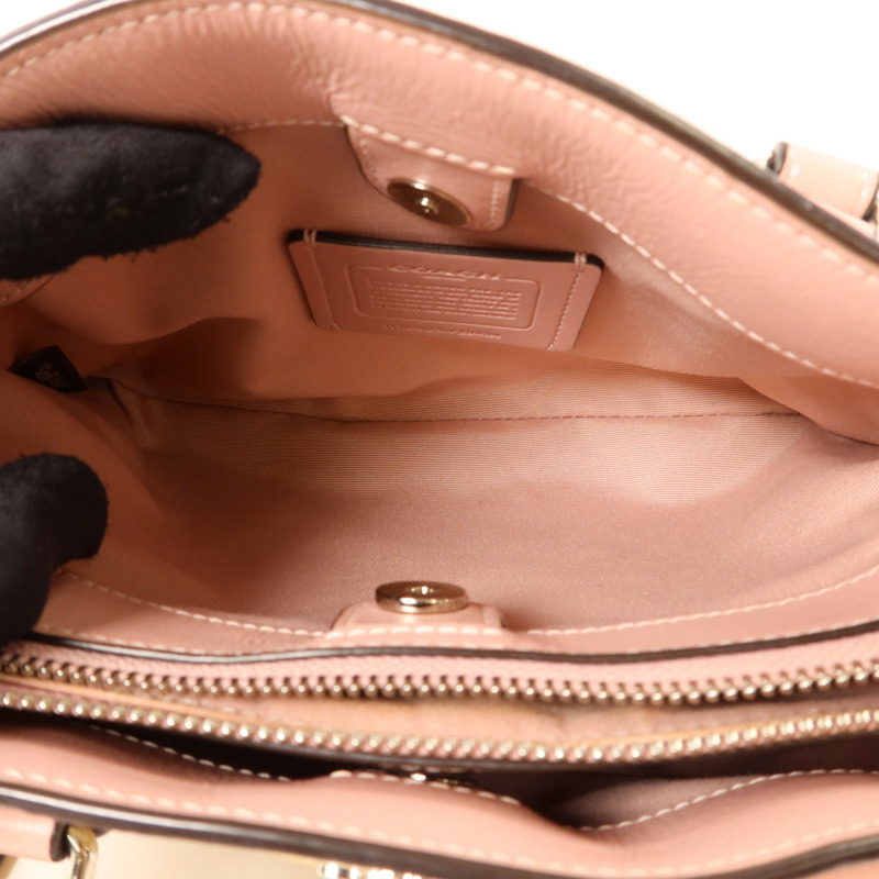 COACH 牛皮皮革Shoulder Bag銀扣手挽肩背兩用袋-5