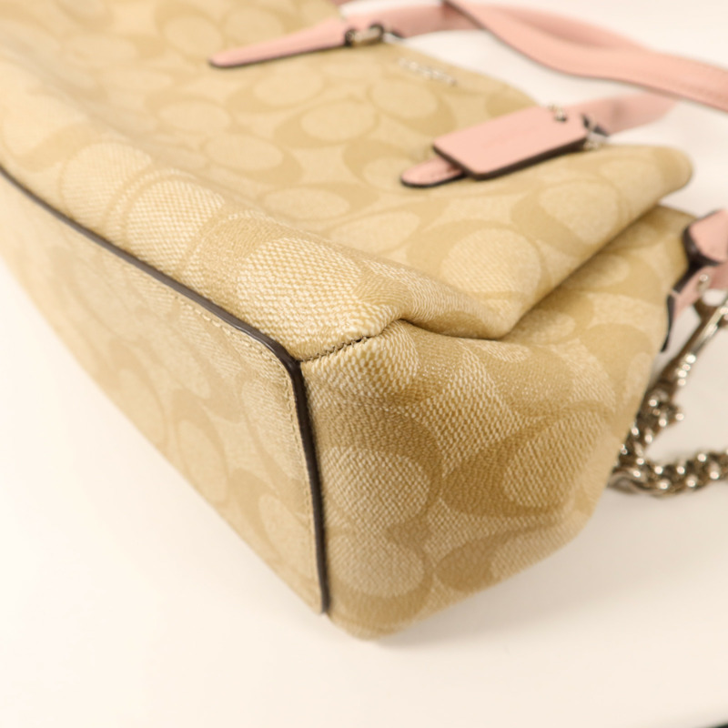 COACH 牛皮皮革Shoulder Bag銀扣手挽肩背兩用袋-13