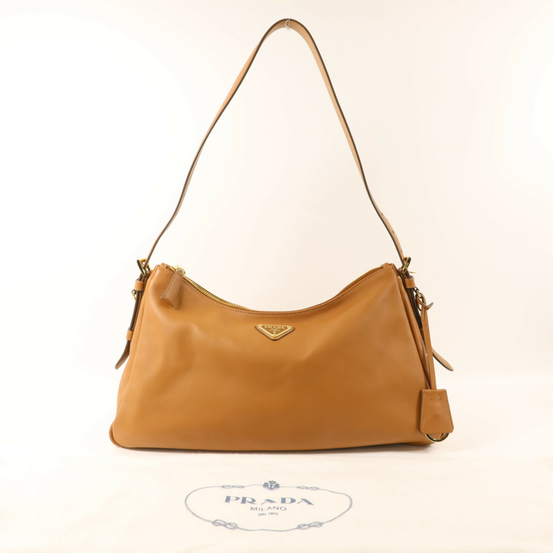 PRADA 牛皮皮革Aimee金扣肩背袋-19