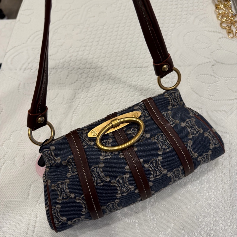 celine 牛仔 中古 凱旋門 denim 丹寧 hobo 手提包 腋下包-1