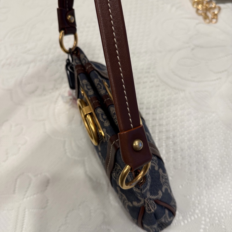 celine 牛仔 中古 凱旋門 denim 丹寧 hobo 手提包 腋下包-3