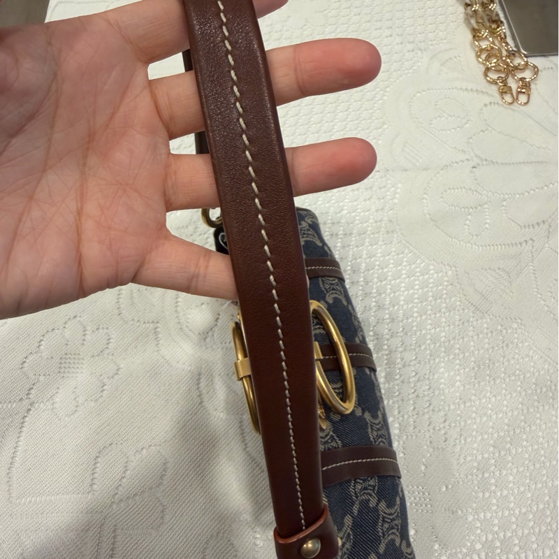 celine 牛仔 中古 凱旋門 denim 丹寧 hobo 手提包 腋下包-4