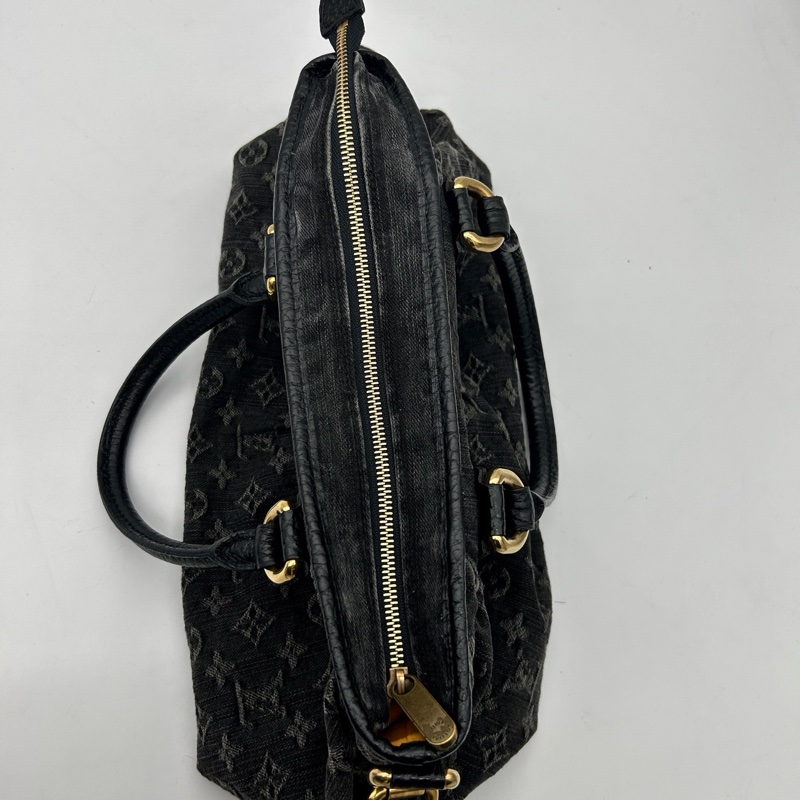 「JL精品代購」 9新lv黑色丹寧cabby牛仔手提托特包-12