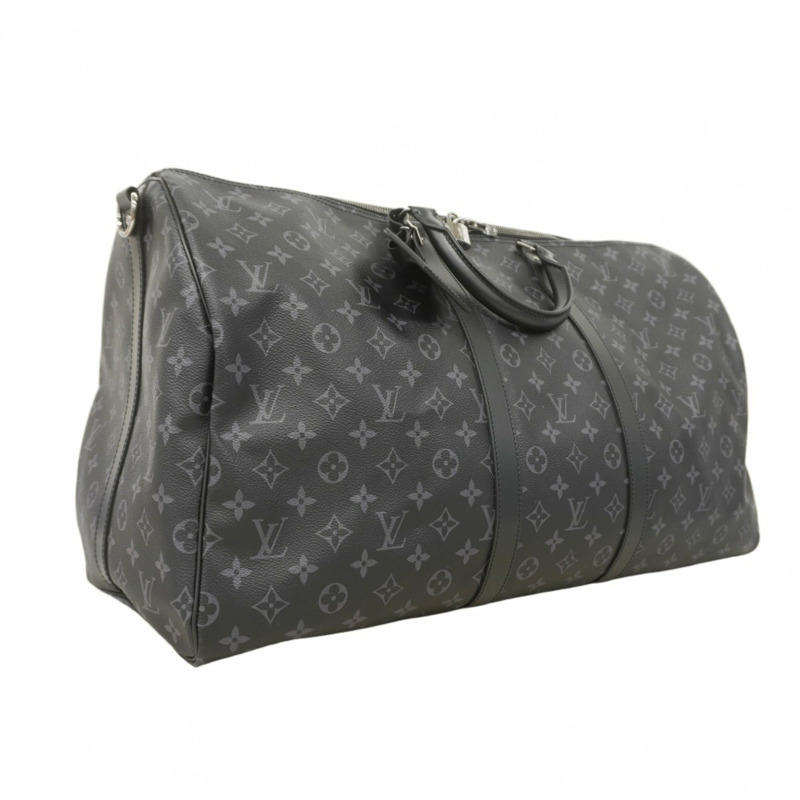 路易威登 Monogram Eclipse Keepall Bandouliere 55 波士頓包 M40605 黑色 男士-1