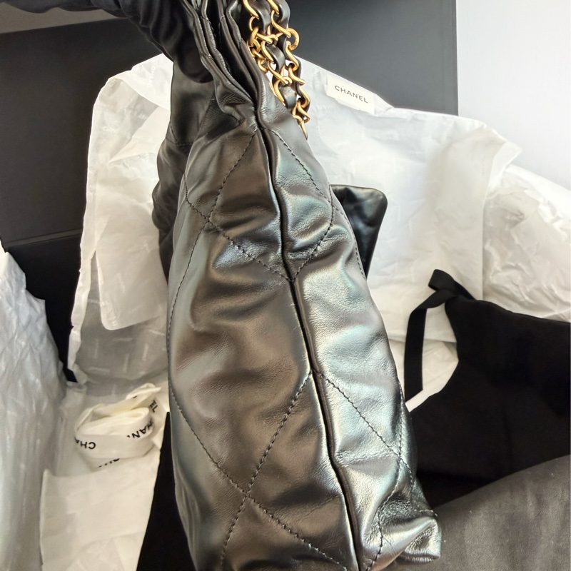 全新CHANEL黑色限量白字22bag小號垃圾袋AS3260 23A-4