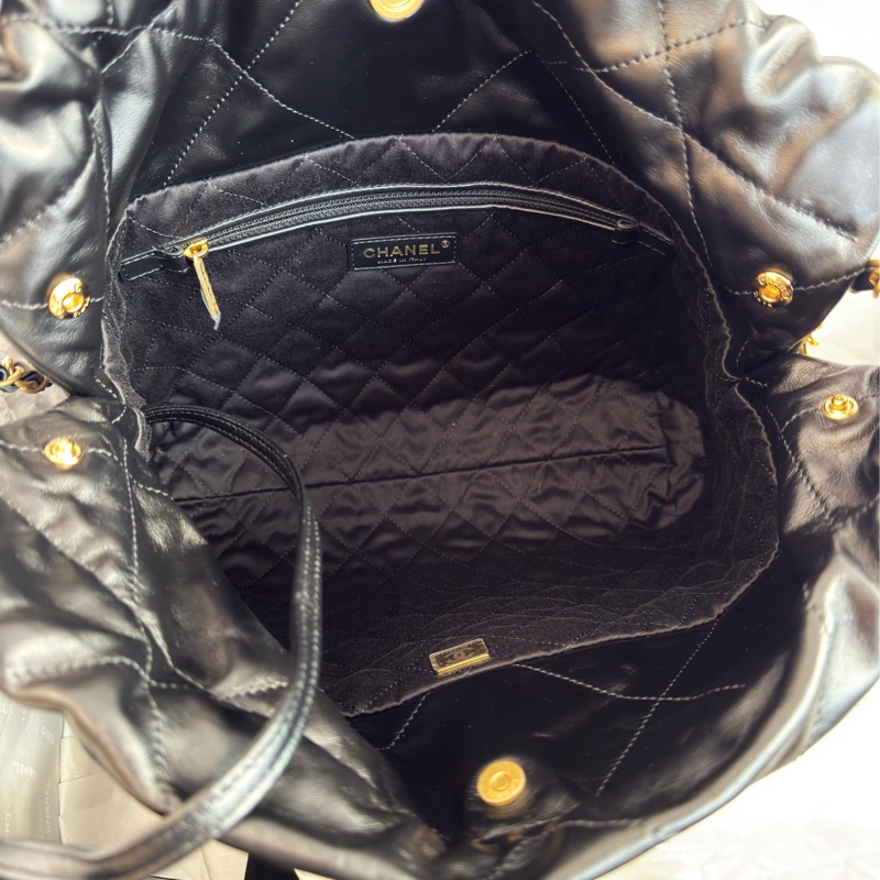 全新CHANEL黑色限量白字22bag小號垃圾袋AS3260 23A-5