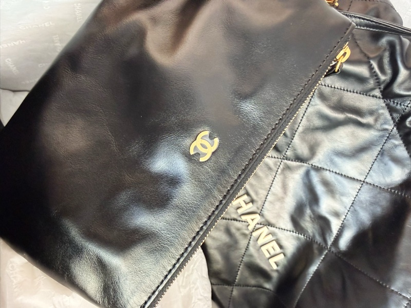 全新CHANEL黑色限量白字22bag小號垃圾袋AS3260 23A-6