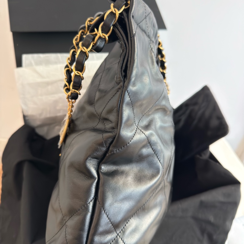 全新CHANEL黑色金字22bag小號垃圾袋AS3260 23P-4