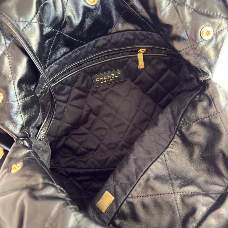 全新CHANEL黑色金字22bag小號垃圾袋AS3260 23P-6