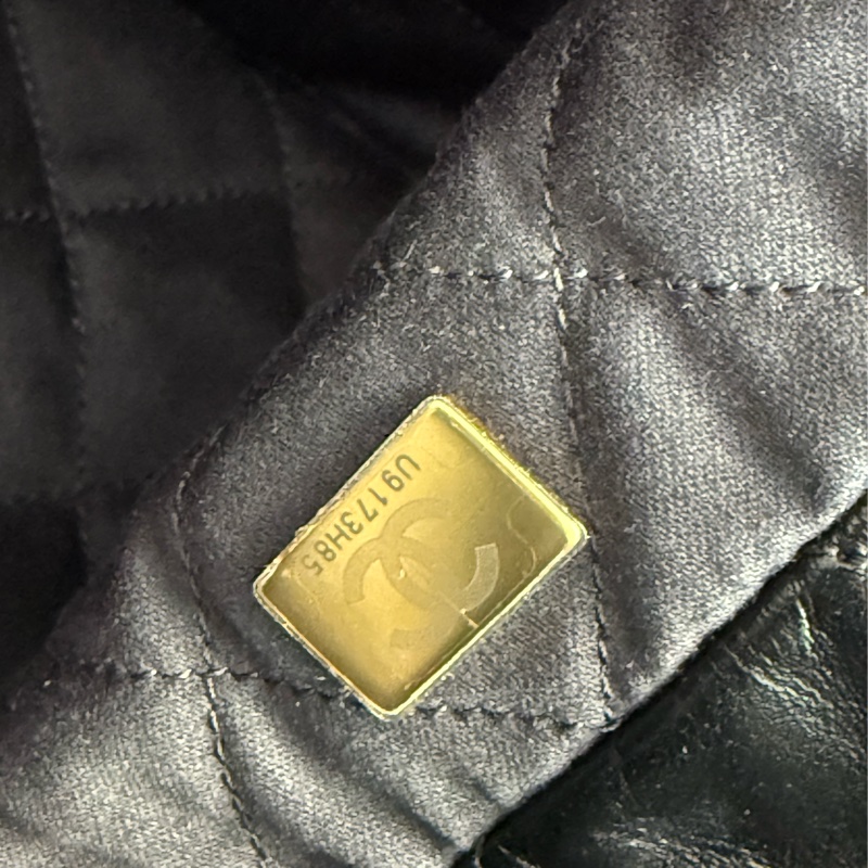 全新CHANEL黑色金字22bag小號垃圾袋AS3260 23P-7