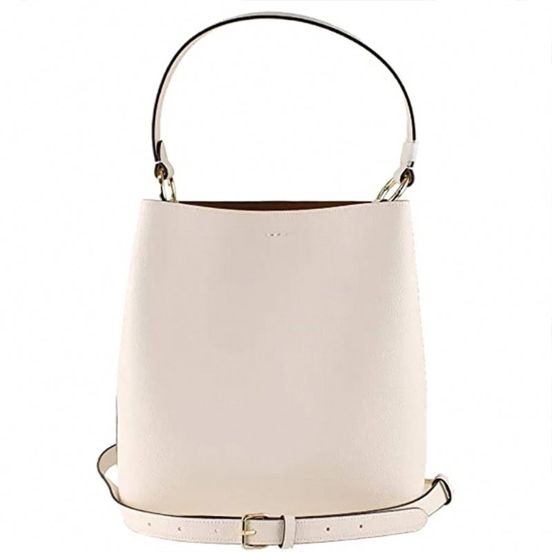 【COACH】素面皮革專櫃款水桶包-白-1